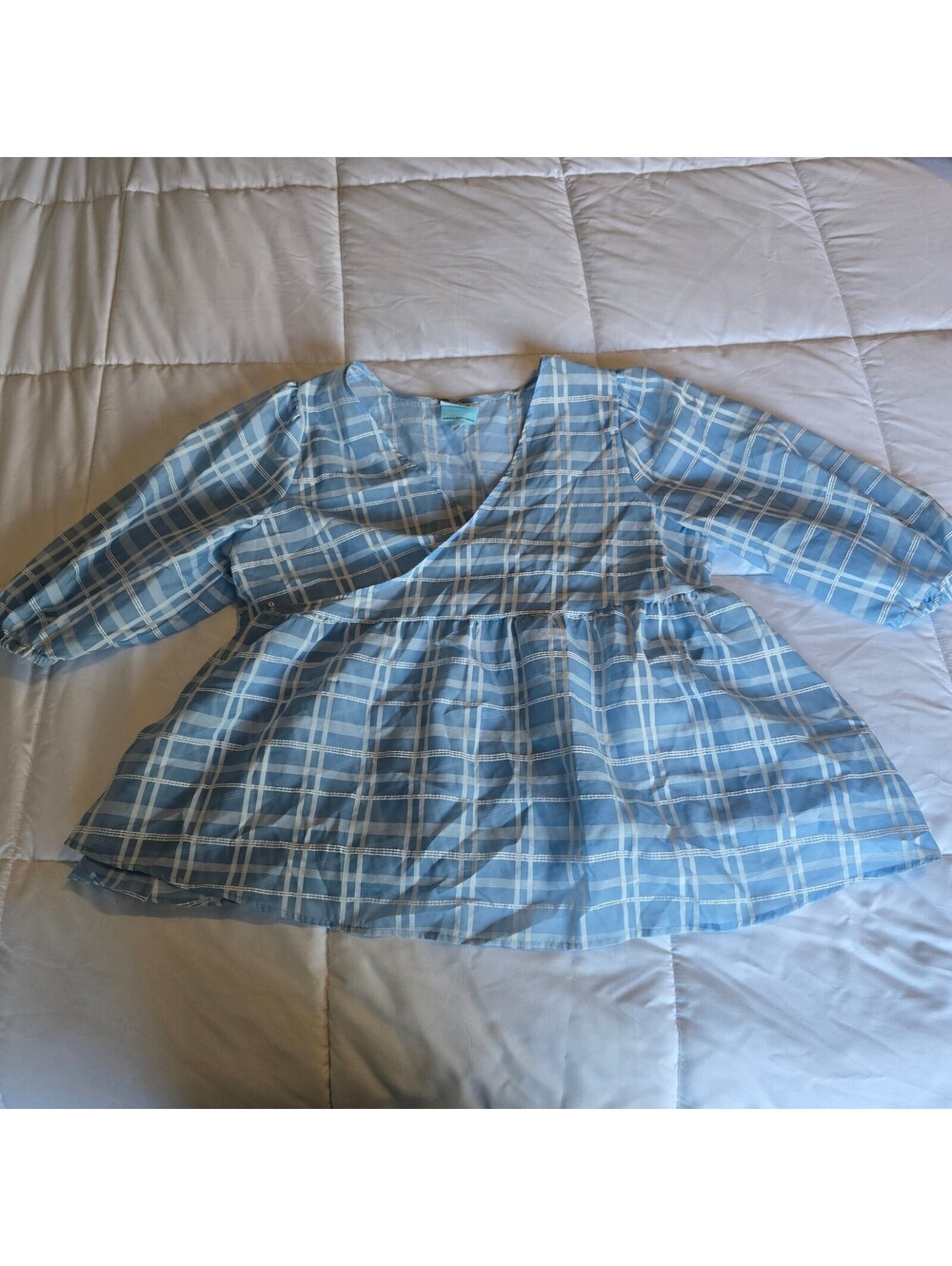 Future Collective blue plaid peplum blouse
